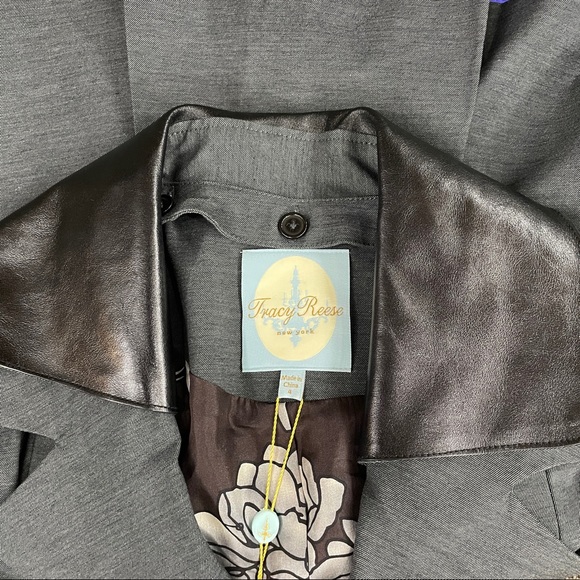 Tracy Reese Detachable Leather Collar Suit Jacket - Picture 3 of 11